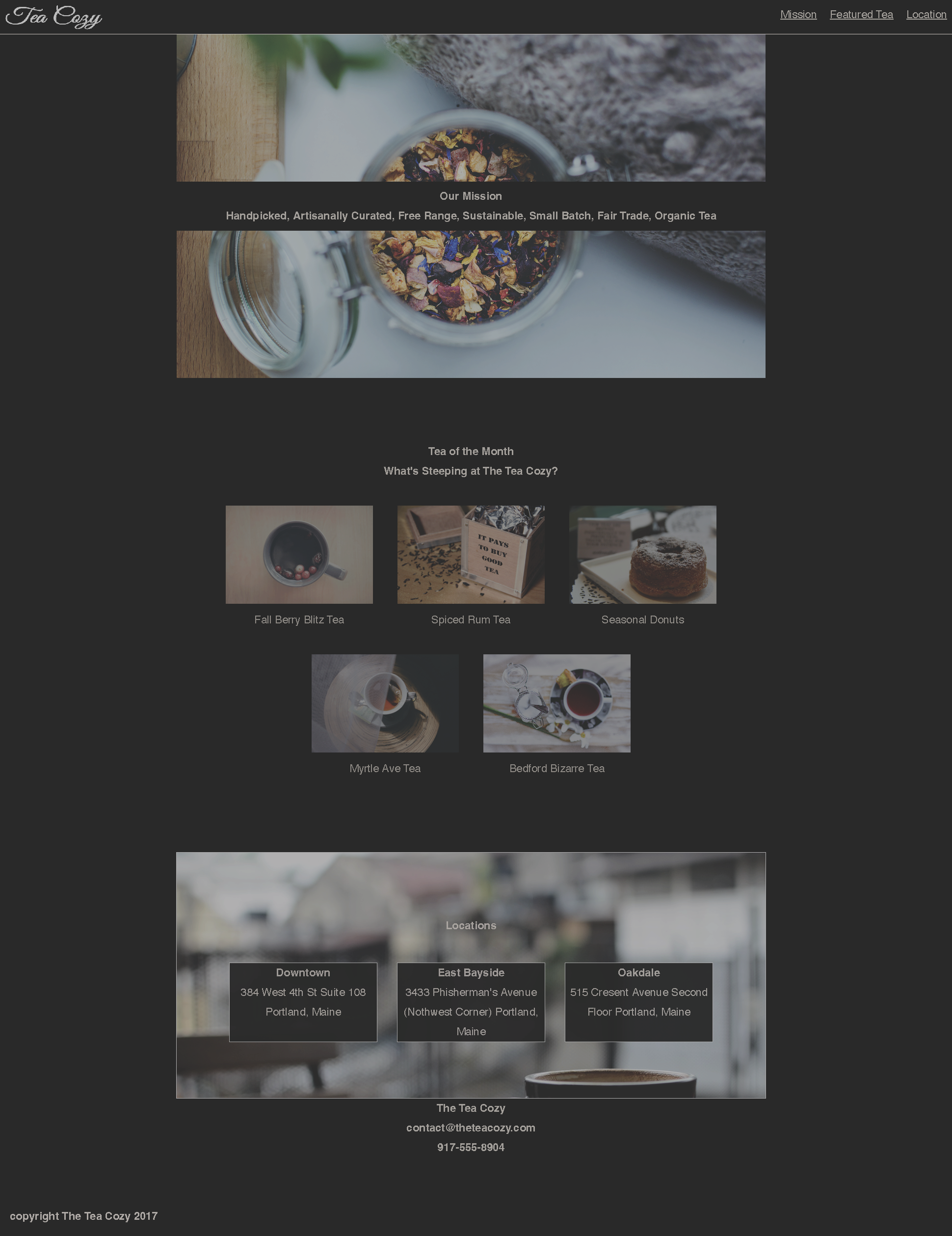 Tea shop website design